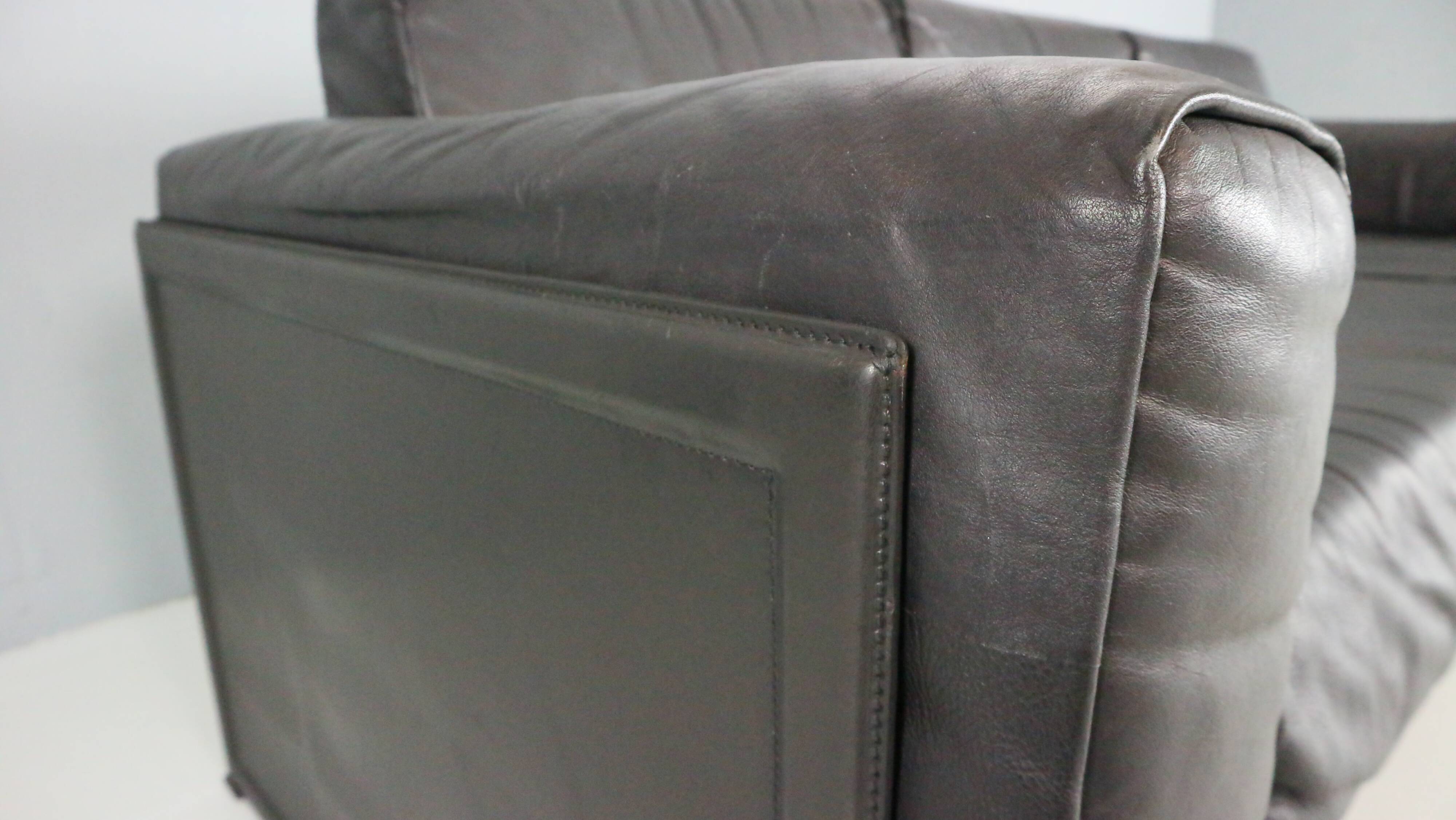 Tito Agnoli 3-Seater Korium Sofa for Matteo Grassi – Black Leather