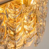 Pair of wall sconces in gilded brass and crystal, Sciolari design, Palwa, Germany, 1960s.