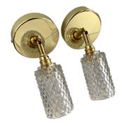 Pair of vintage electrified glass wall lamps
