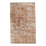 5x8 Peach Orange Handmade Wool Vintage Rug, 144x234Cm