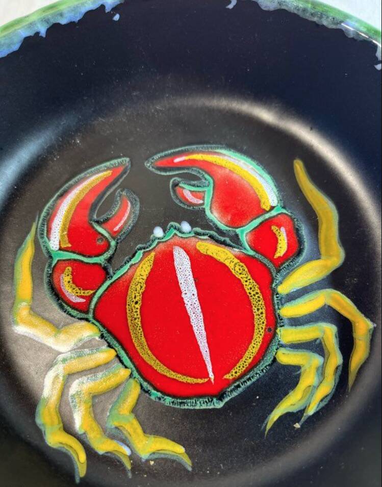 Shallow dish or ceramic serving dish by Gabriel Fourmaintraux.