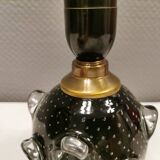 Table lamp in translucent glass with black inlaid glass.