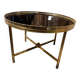 Neoclassical coffee table in black opaline glass and gilt bronze, circa 1970
