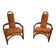 Set de fauteuils en bambou et cuir années 60'S