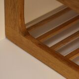 Scandinavian bedside table or wall console, oak and teak, 1960