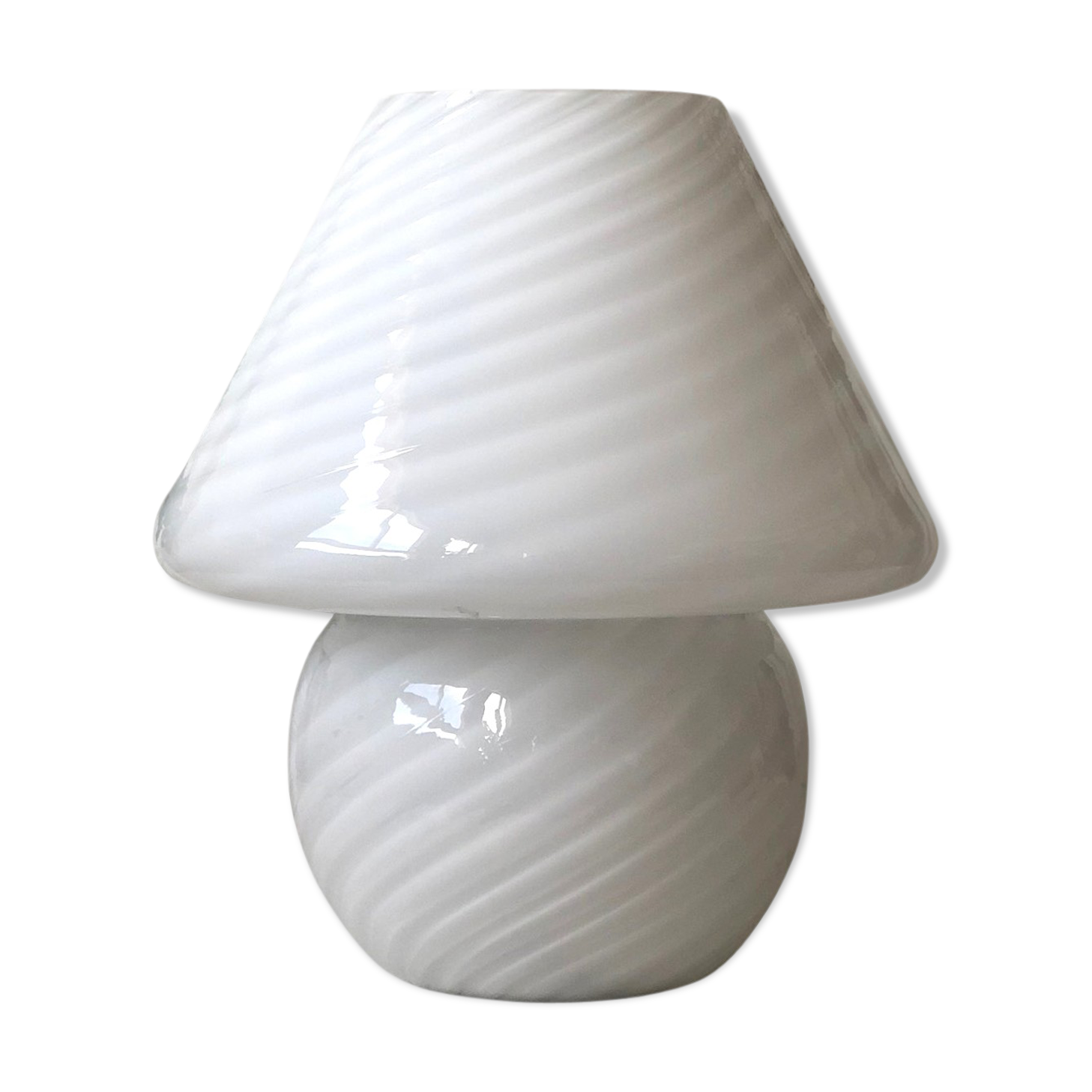 Murano "Vetri" white mushroom with touring stripes