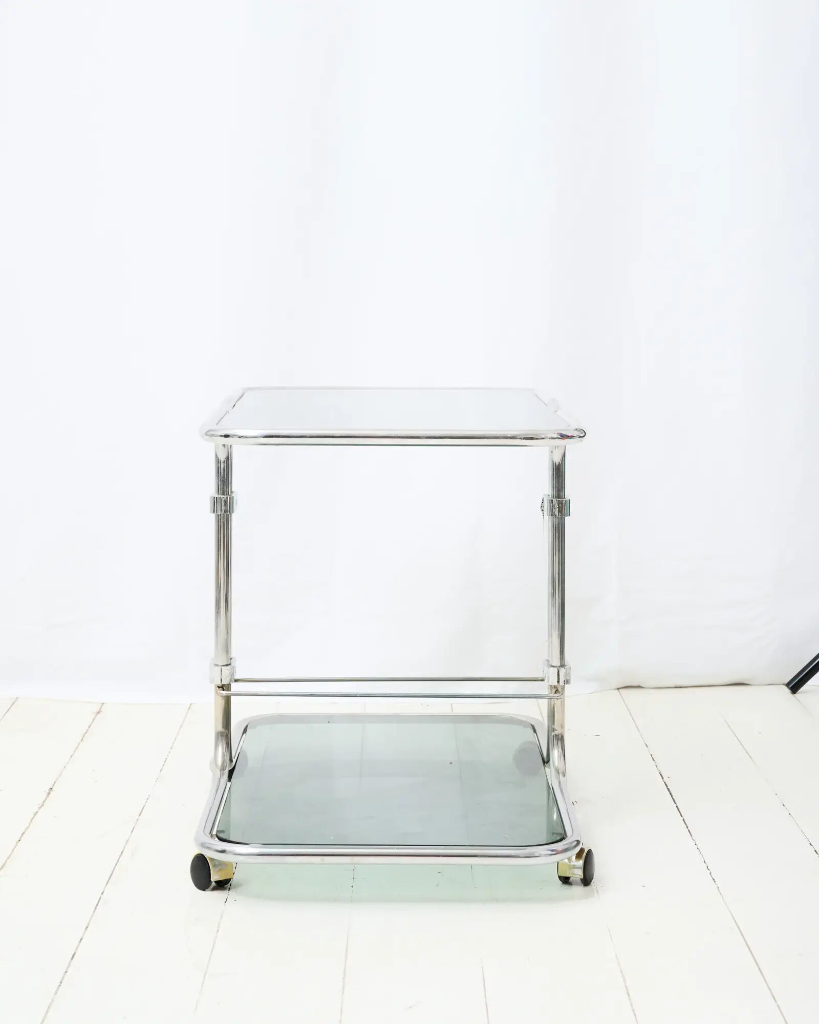 Smoked glass tubular dessert table, 1970-1980