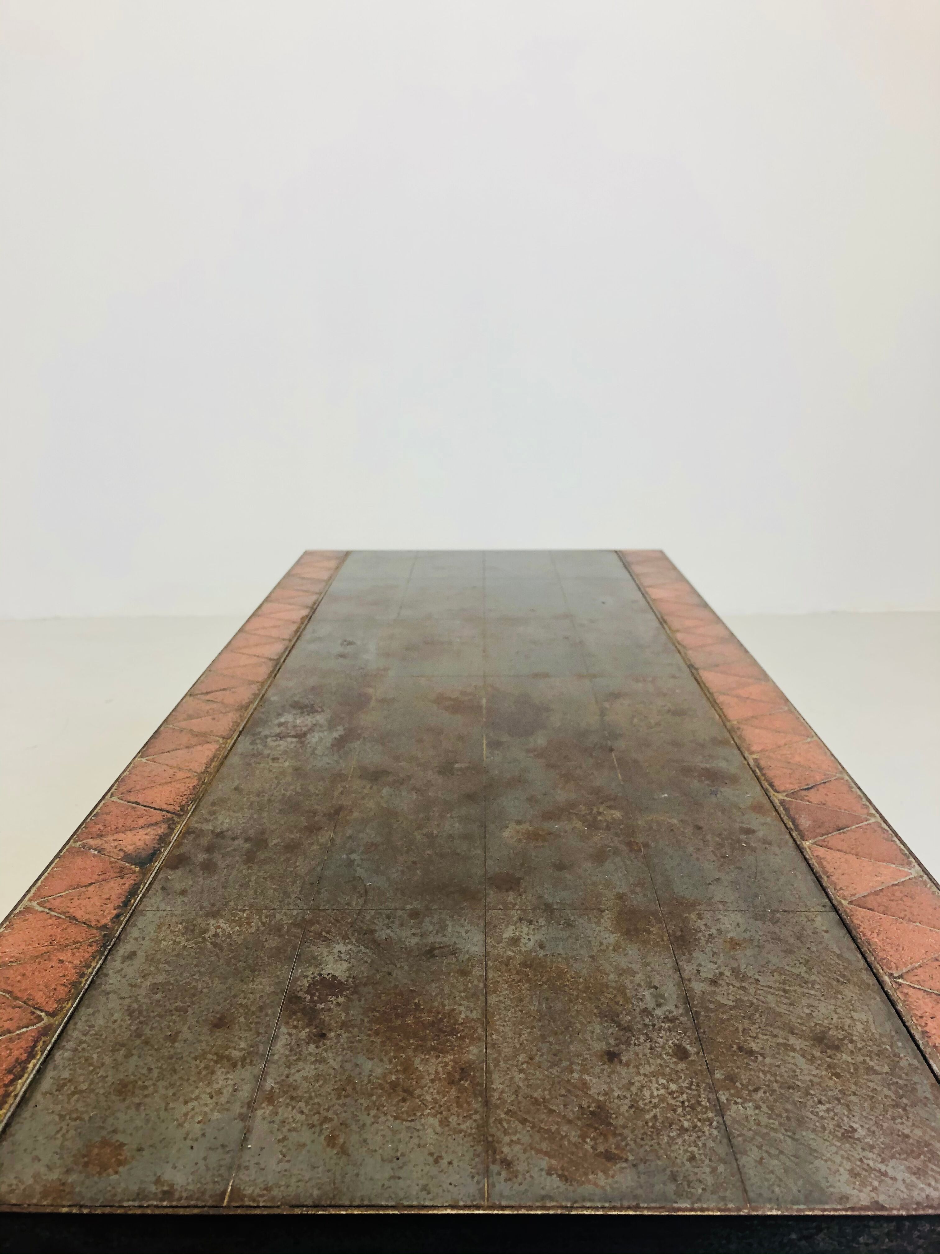 A steel and ceramic coffee table