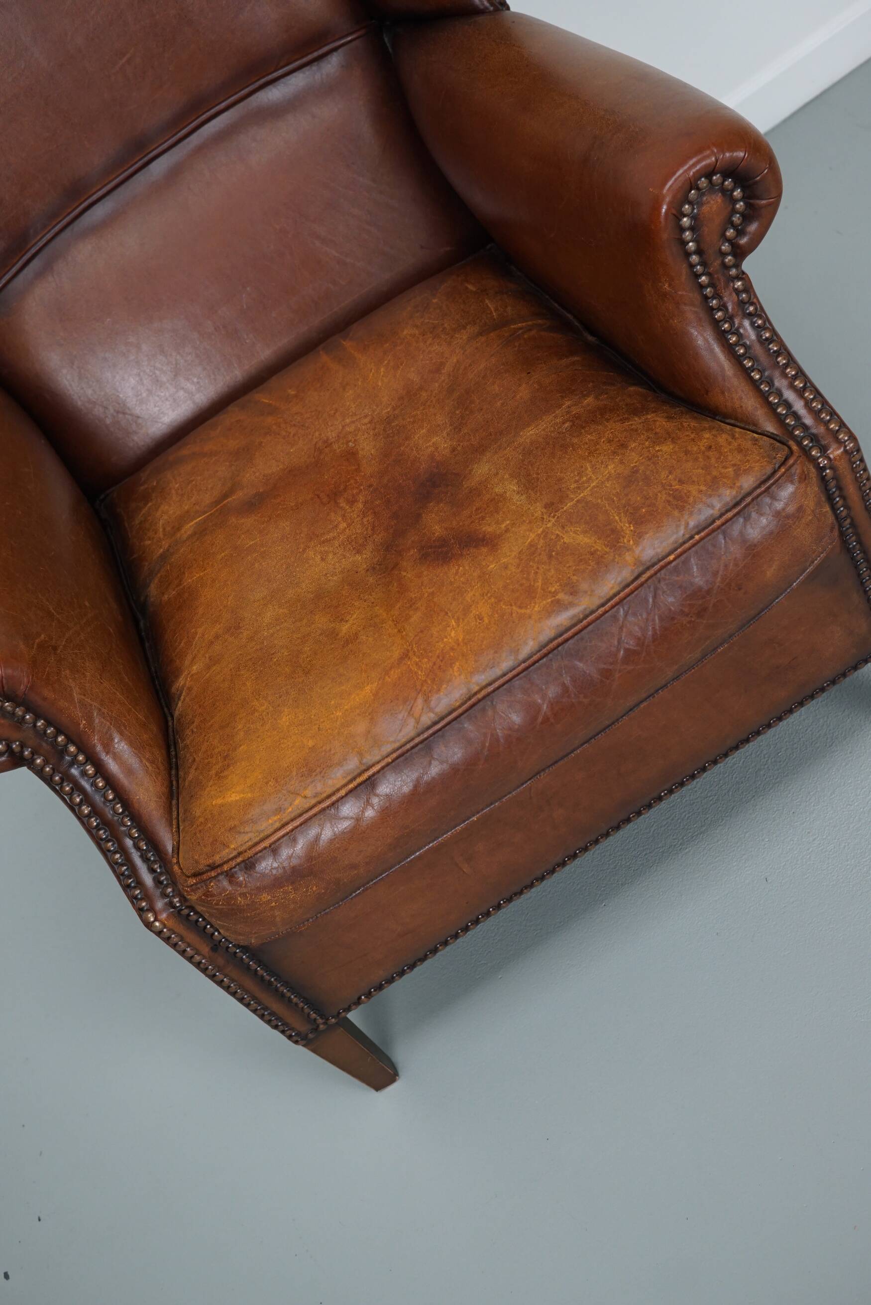Vintage Dutch Cognac Colored Leather Club Chair