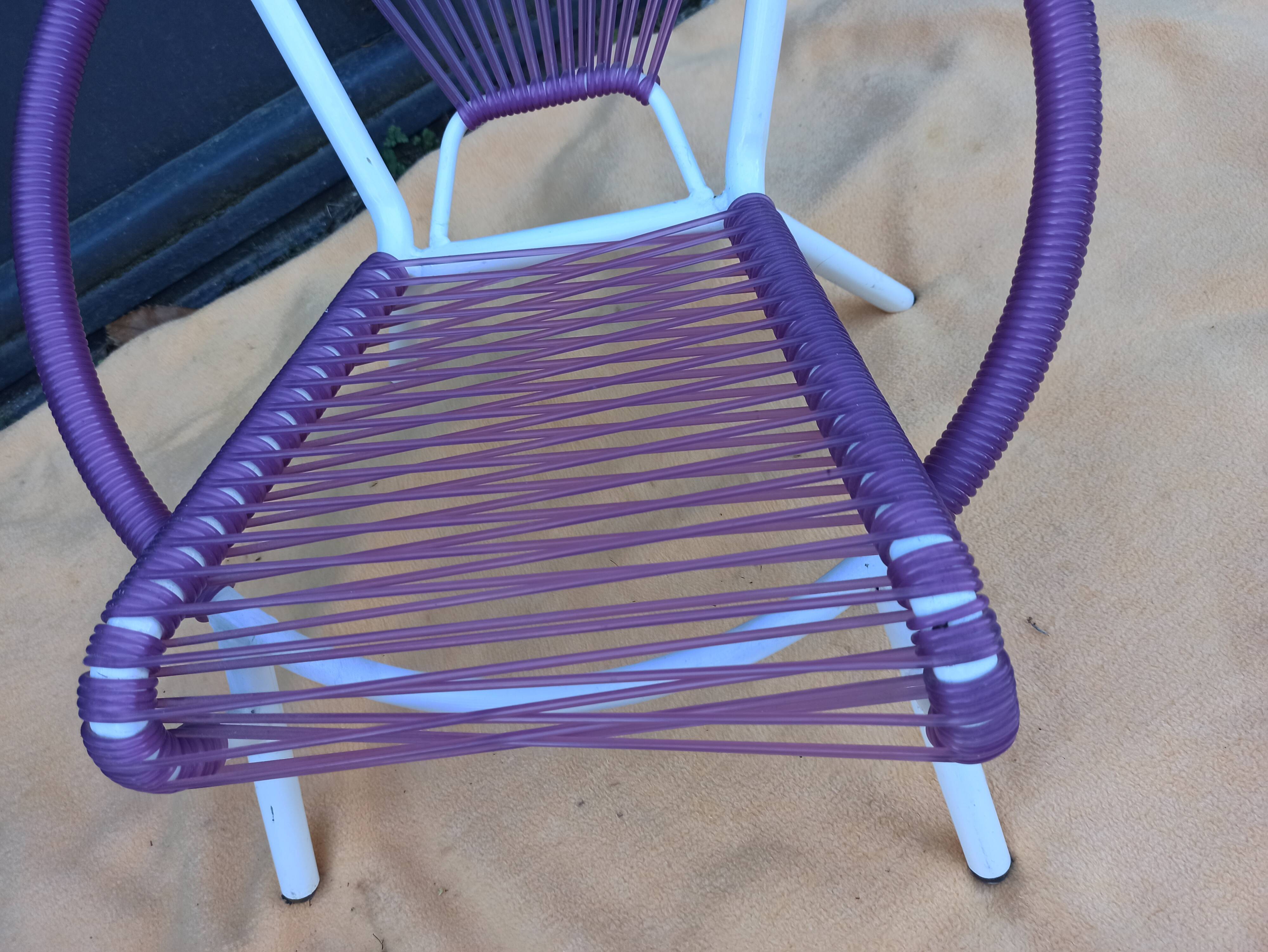 Children's armchair scoubidou purple white tube
