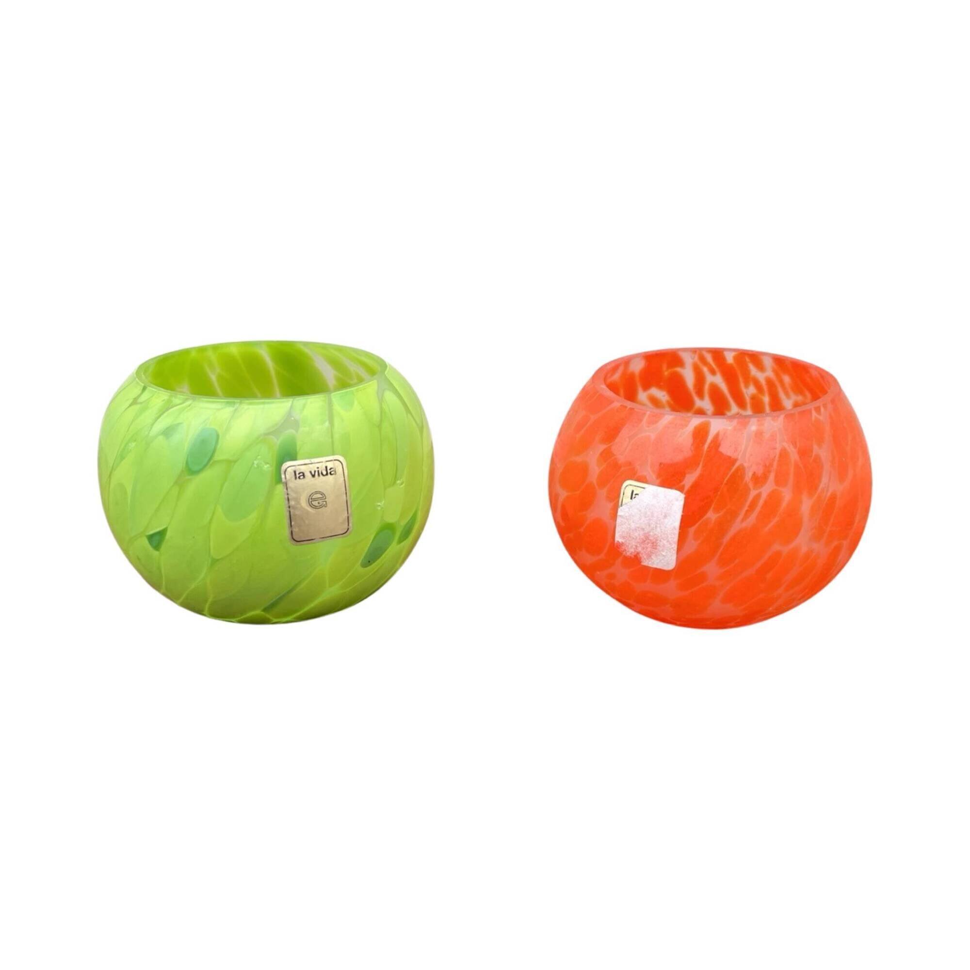 Pair of glass tealight holders, La Vida, 1980s.