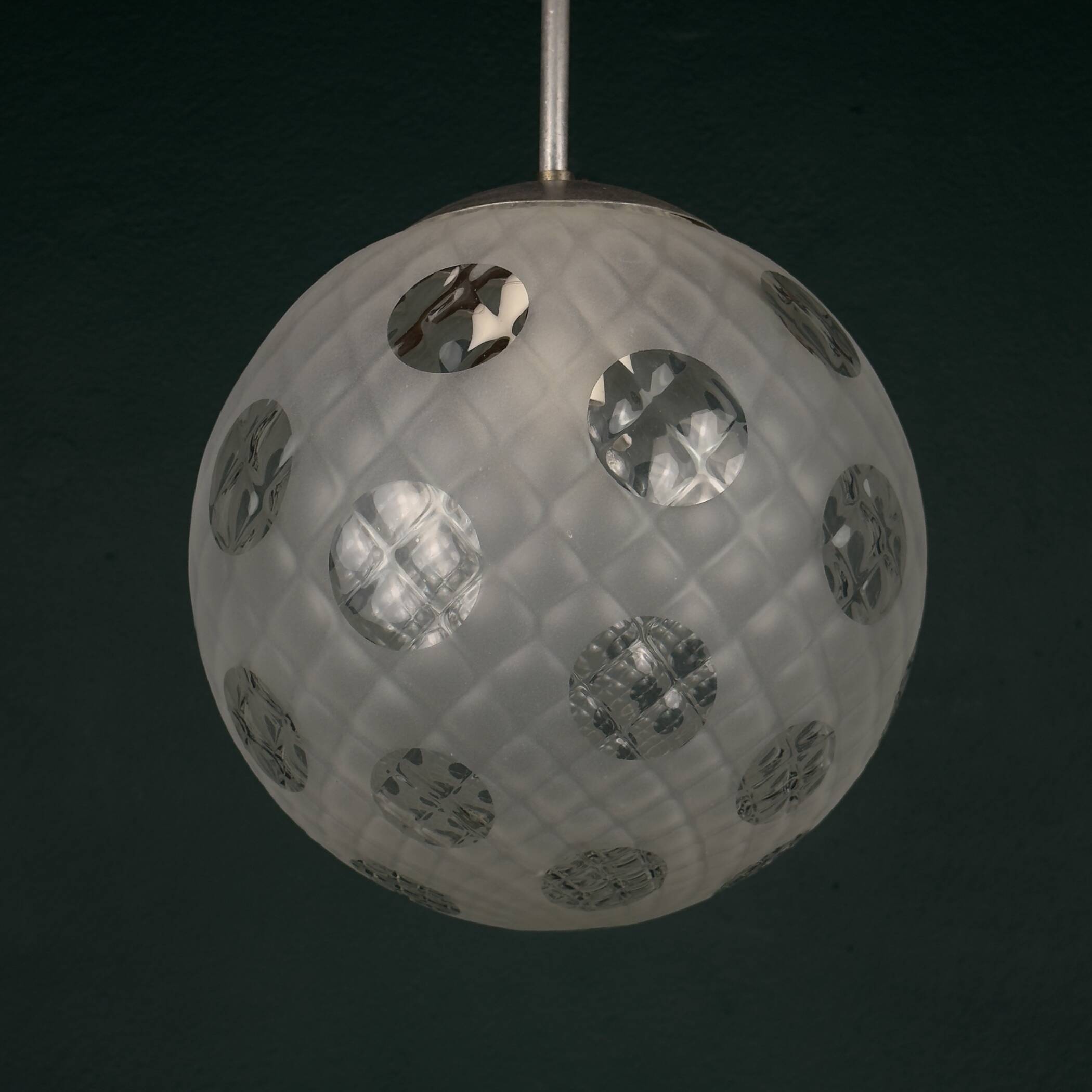 Vintage murano sphere ball pendant lamp Italy 1950s
