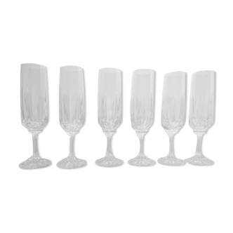 Set of 6 Champagne flutes in Villeroy and Boch crystal