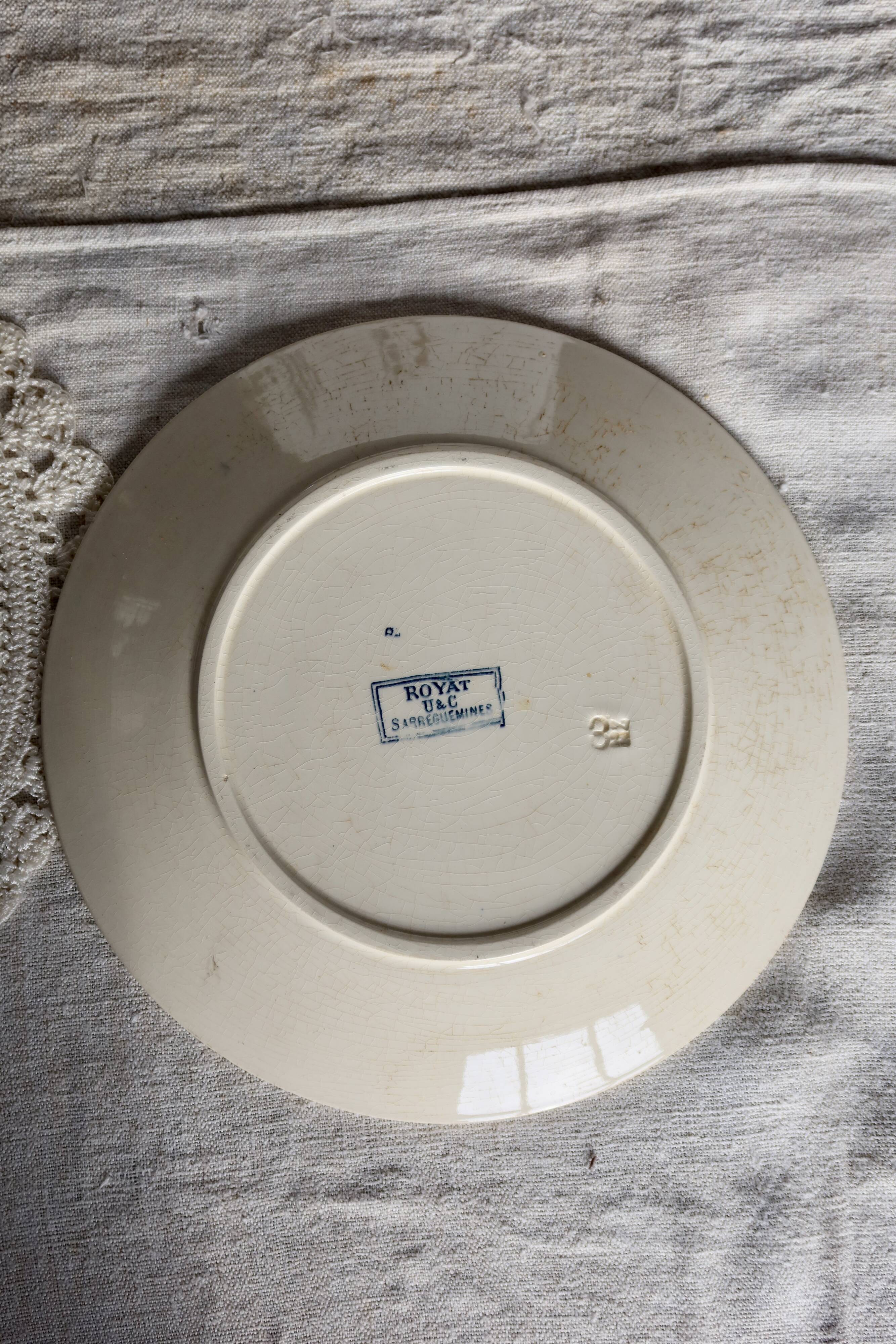 Antique ironstone plate from Sarreguemines Royat
