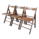Set of 3 vintage solid wood folding chairs