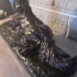 Large ancient sculpture – Reclining Greyhound after P.J. Mêne – edition