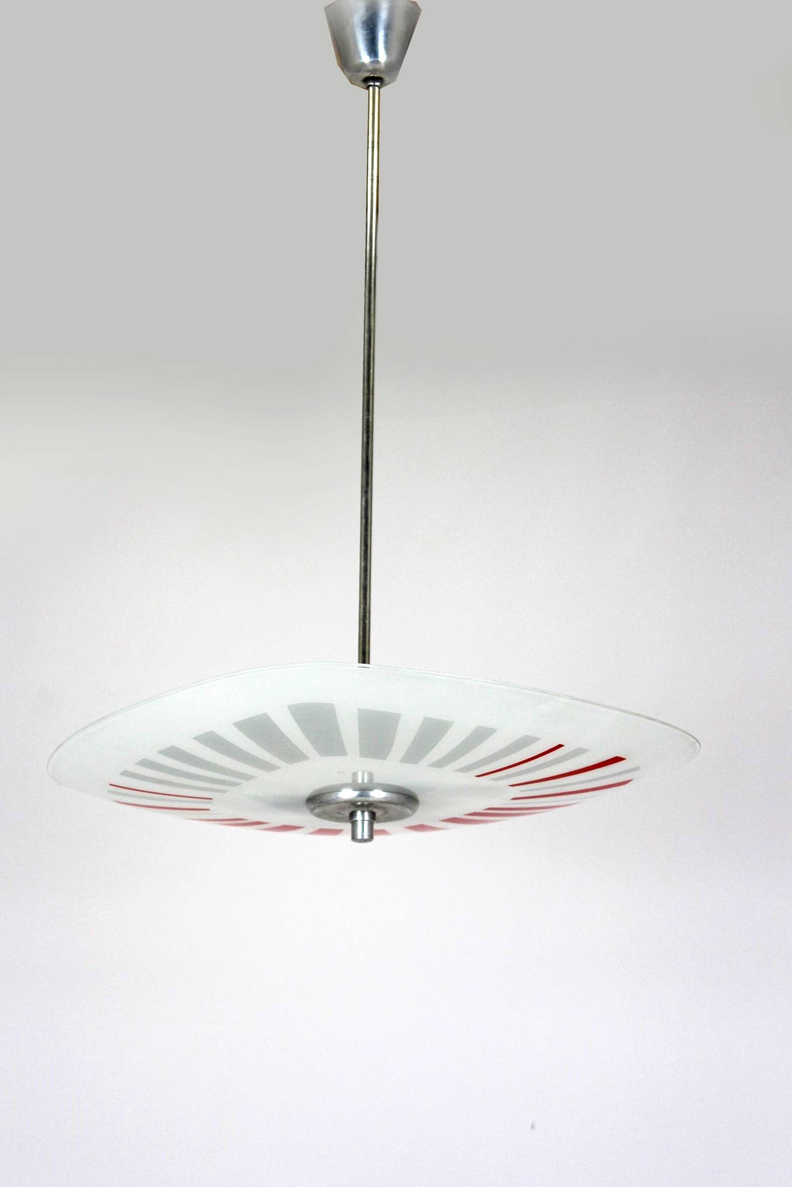 Mid-Century Czech Glass Pendant Lamps with Colorful Decor, 1970s, Set of 6