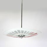 Mid-Century Czech Glass Pendant Lamps with Colorful Decor, 1970s, Set of 6