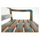 Banc en bois à la patine bleue