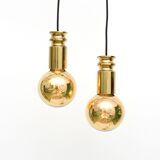 Pair of golden lamps, Denmark, 1950s