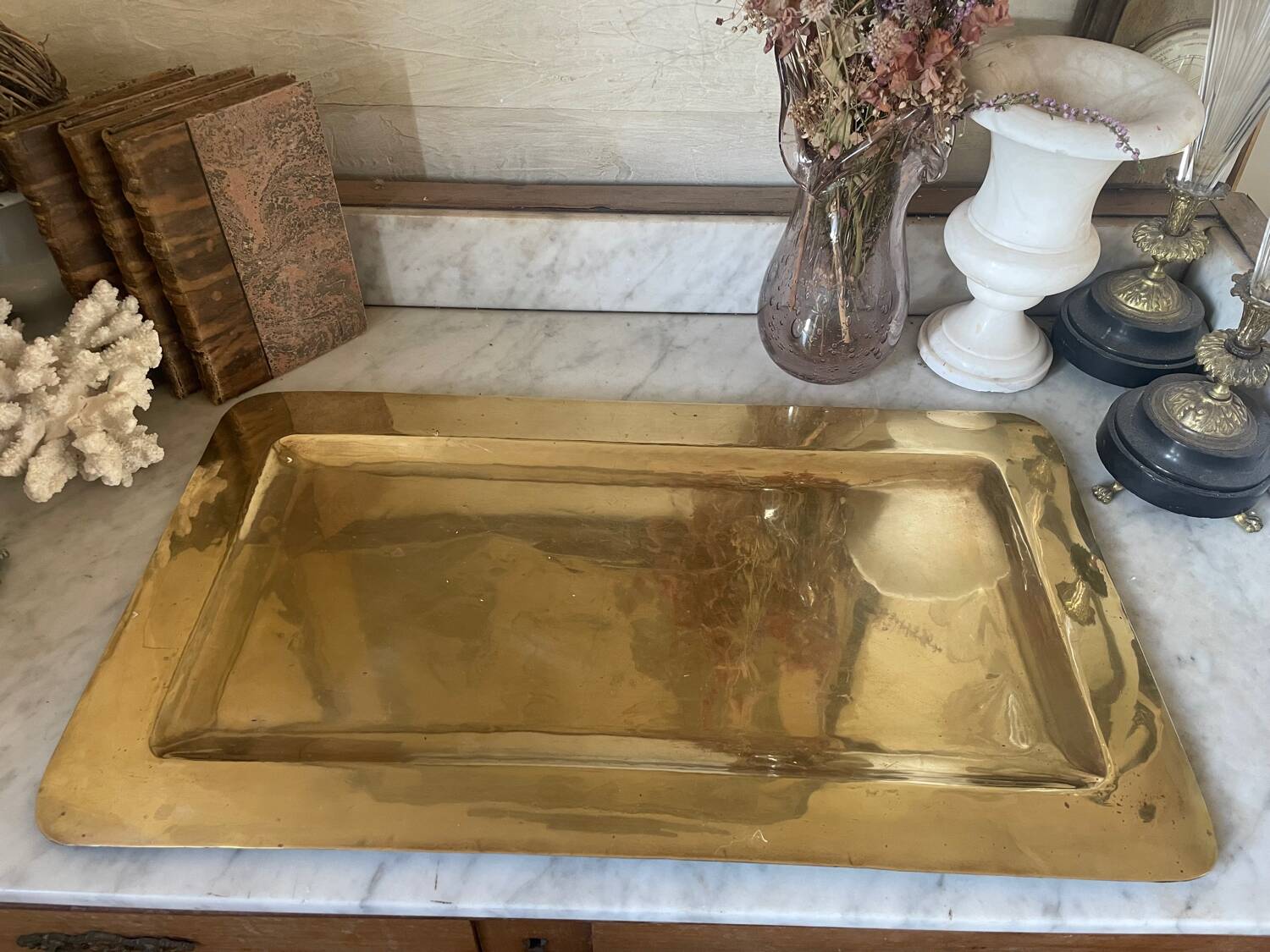 Plateau en laiton vintage