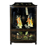 Vintage Chinese pagoda cabinet traditional scene (bohemian)