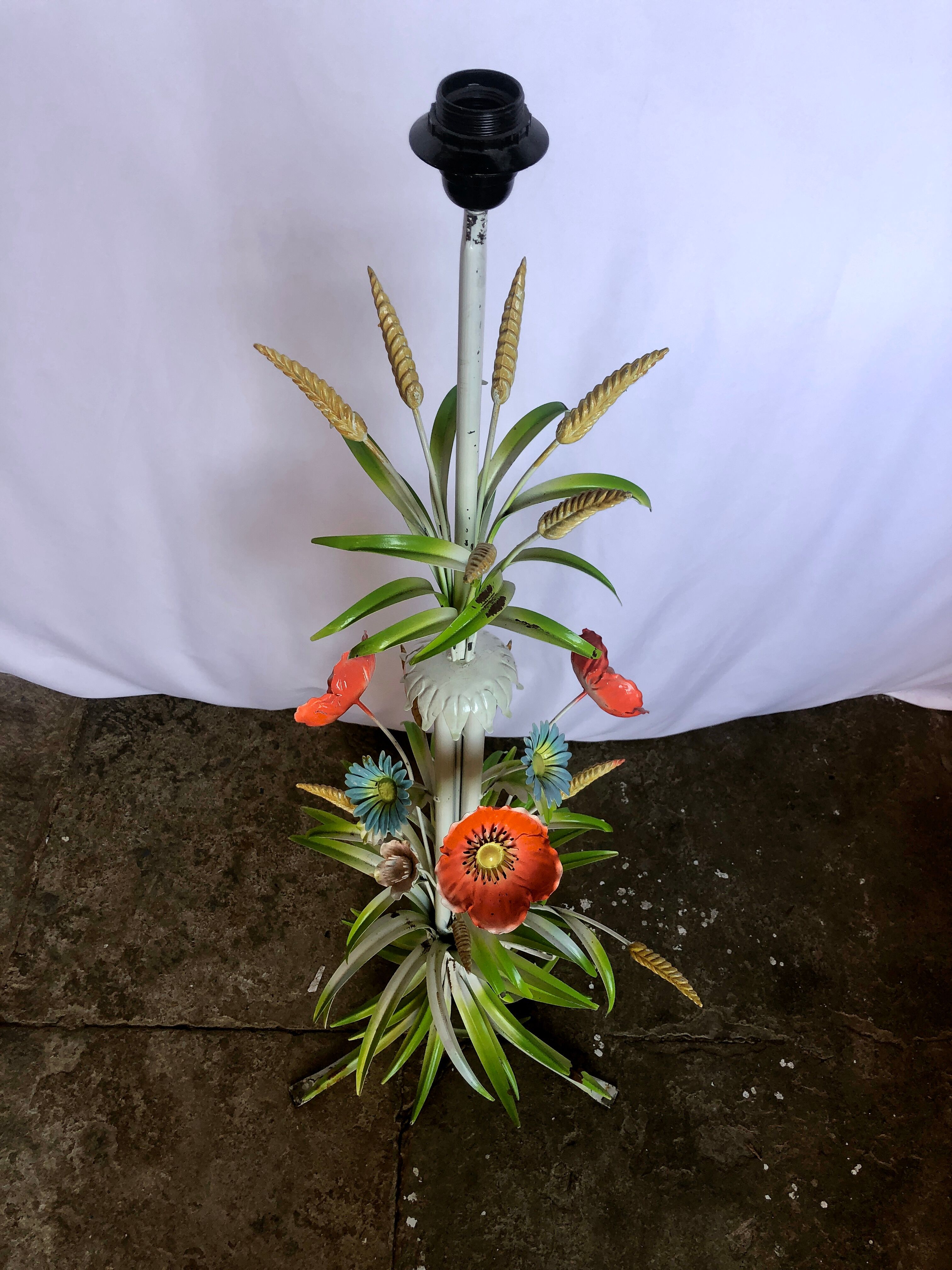 Floor lamp bouquet of summer flowers