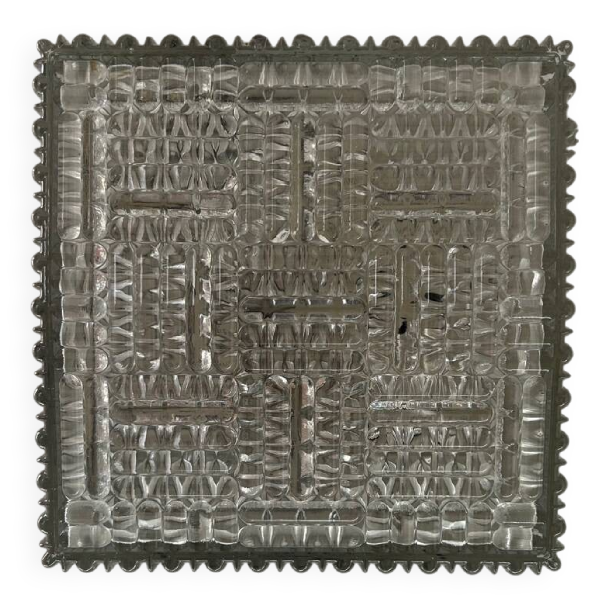 Vintage wall lamp in pressed molded glass, France 1970