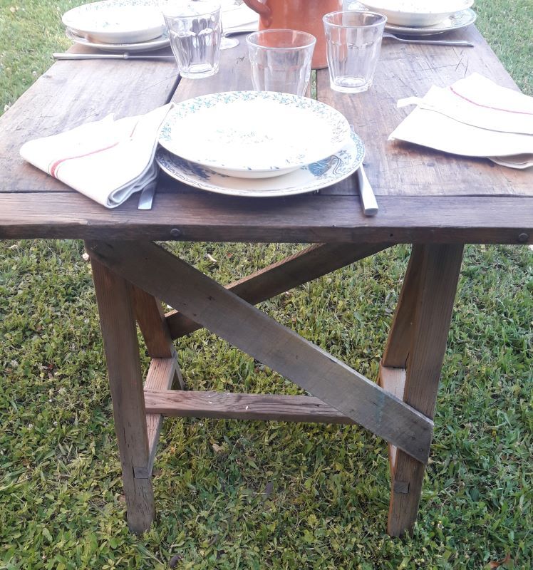 table tréteaux 2m atelier campagne ancienne