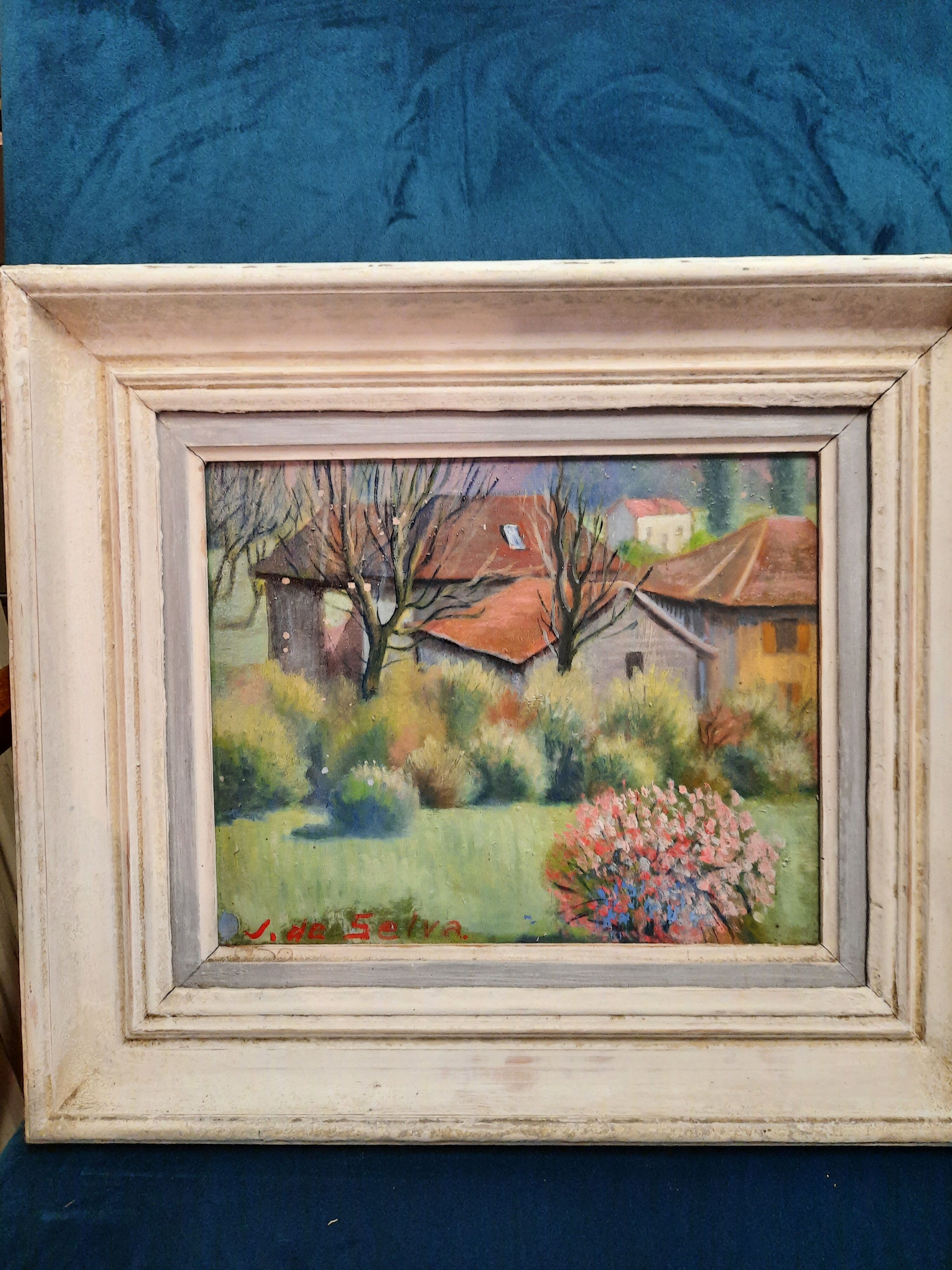 Oil on canvas landscape in the countryside