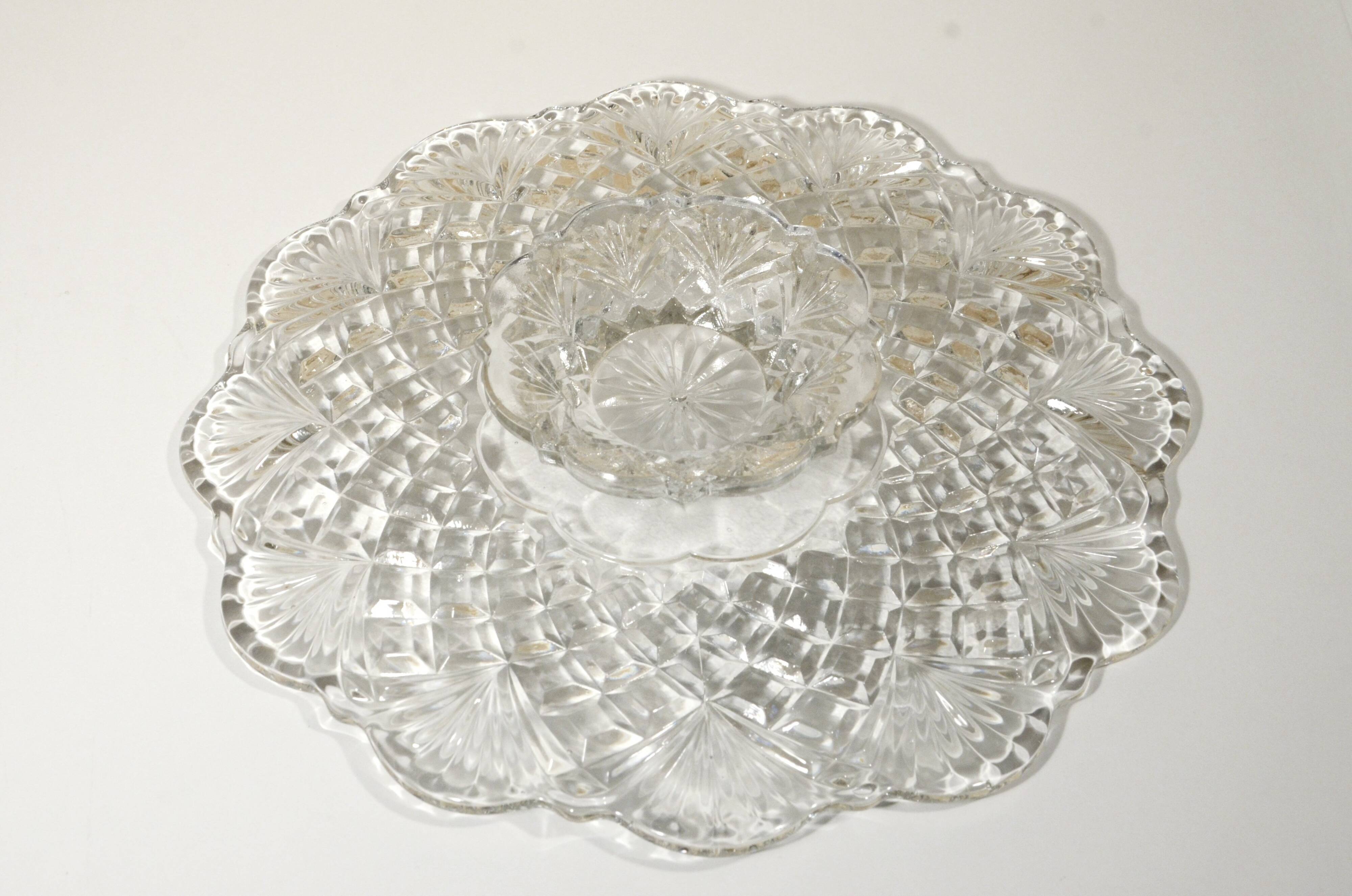 Pressed glass plate in the Pineapple style by Smith Glass, 30cm