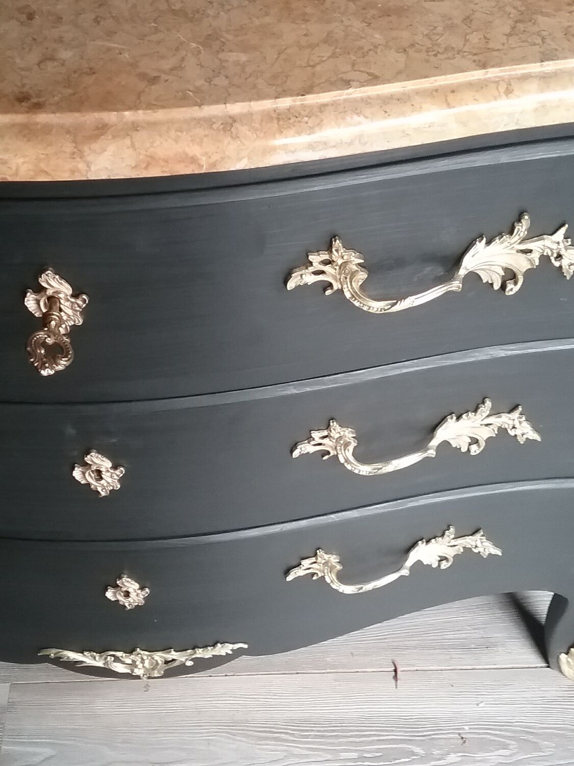 Chest of drawers Louis XV style black