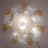 Italian Orange and Trasparent and Murano Glass Ceiling Light