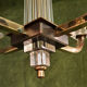 Art deco brass and glass chandelier 1940