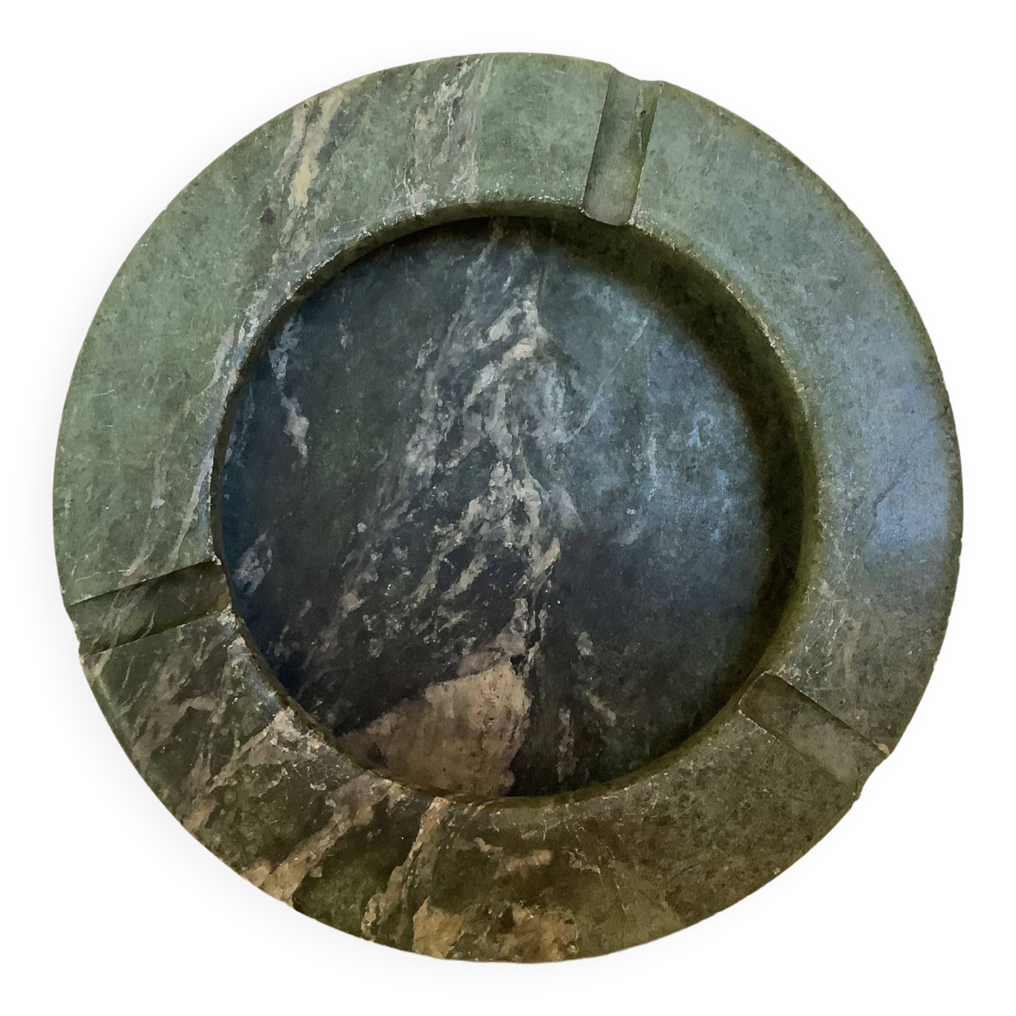 Empty green marble ashtray pocket