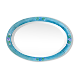 Miroir XIX ème cadre peint oval verre biseauté