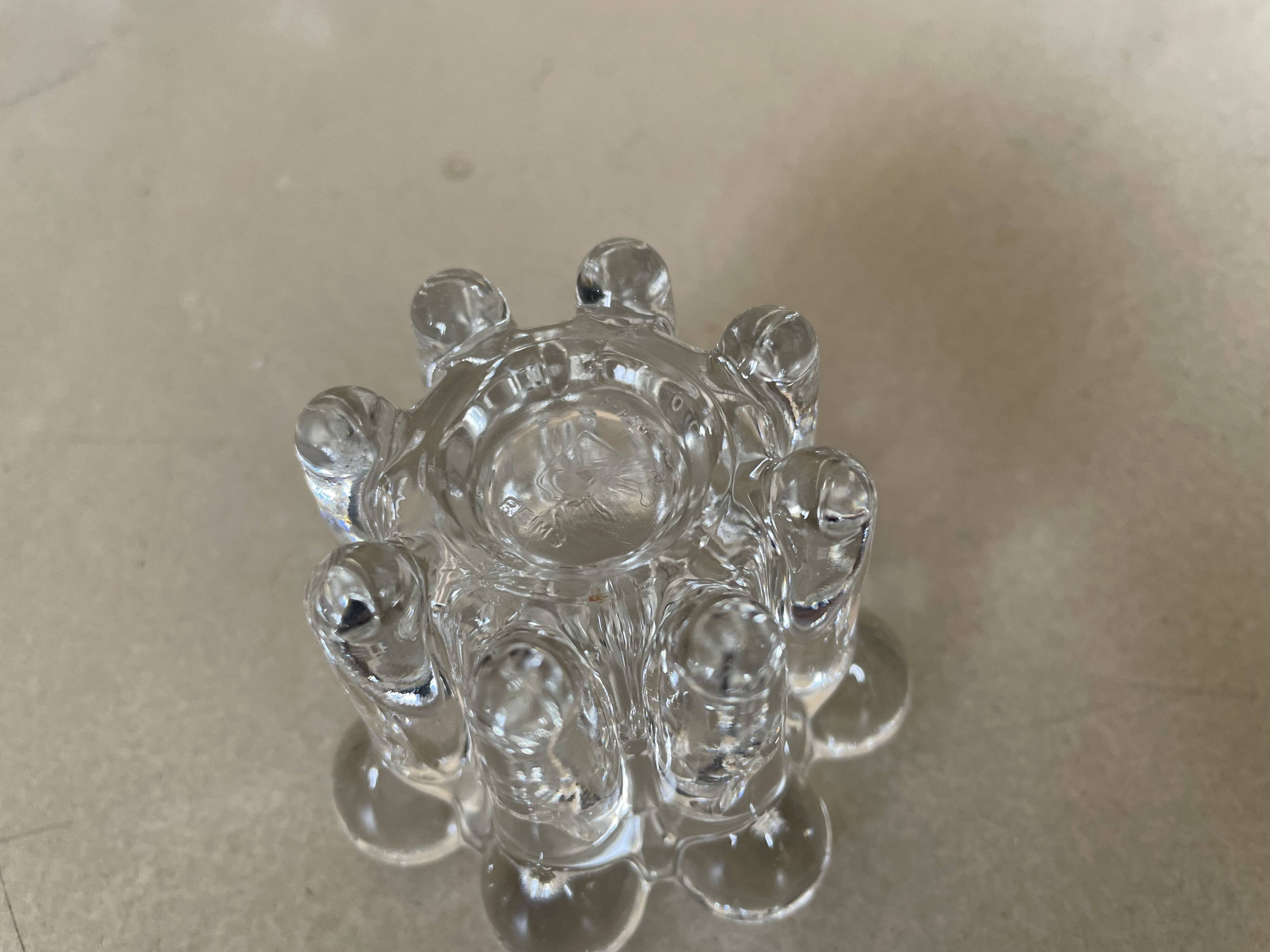 Set of 3 old glass candlesticks