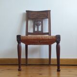 Armchair, low carved chair from the 19th century - decorated with wheat ears.