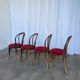 Set of 4 Vintage Bentwood Bistro Chairs, Red Upholstery