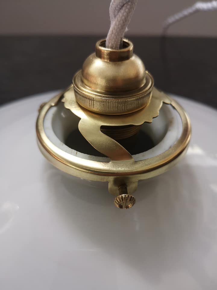 Old lampshade suspension opaline white smooth tbe art deco 1940 Ø 26 cm TBE