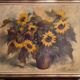 Huile sur toile nature morte aux tournesols par P. Sorrol XXe
