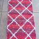 Tapis artisanal en coton recyclé - Réversible - Rouge et blanc