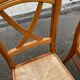 4 medium beech solid wood chairs with rush seats in Louis Philippe style