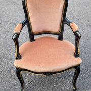 Louis XV style armchair in French pink beige velvet