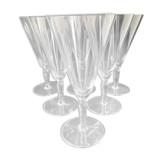 Conical foot glasses (6) - art nouveau - plain light blown crystal