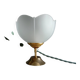 Art deco desk lamp white frosted corolla glass, gold base