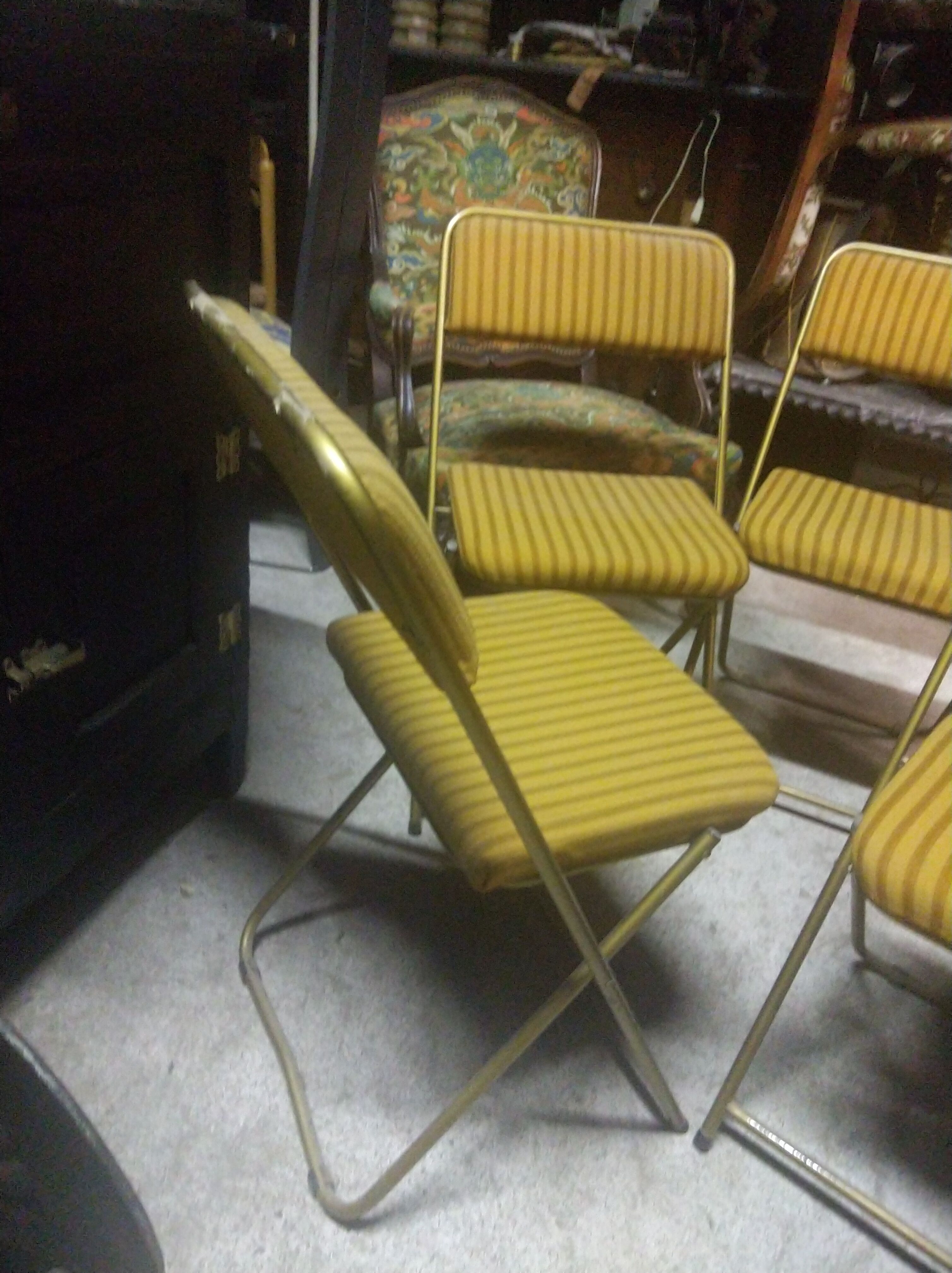 Series of 5 gilded folding Lafuma chairs circa 1960