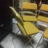 Series of 5 gilded folding Lafuma chairs circa 1960