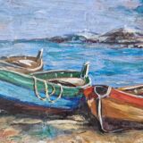 Peinture à l'huile sur bois marine