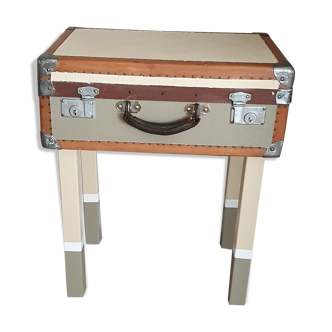 Redesigned vintage suitcase bedside table